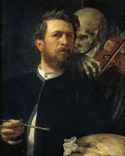 Arnold Bocklin Selbstportrat mit fiedelndem Tod.